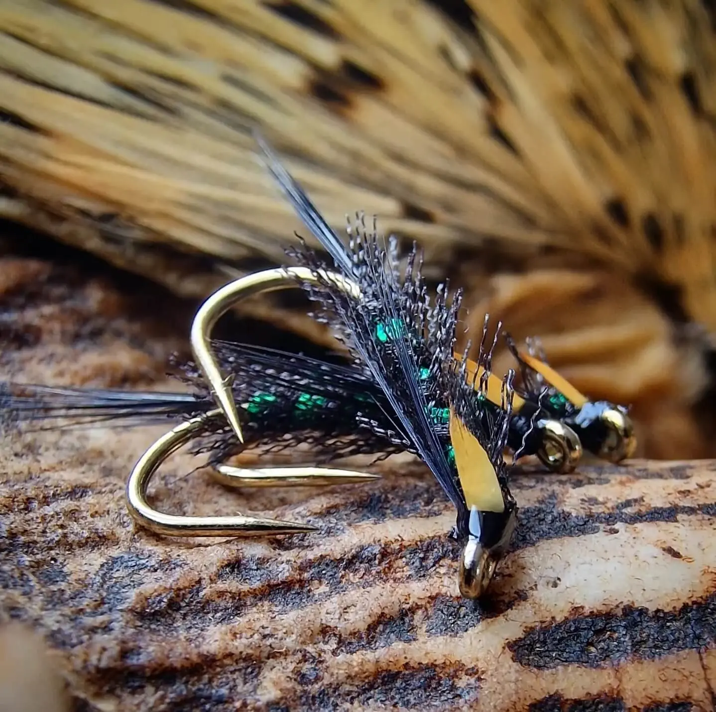 3 X Black & Pearl Diawl Bach Fly Fishing Flies – Size 12 Barbless – By Wet Your Fly